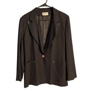 Jon Tagia Oversized Boyfriend Black Pure Virgin Wool Blazer Size Medium Preppy